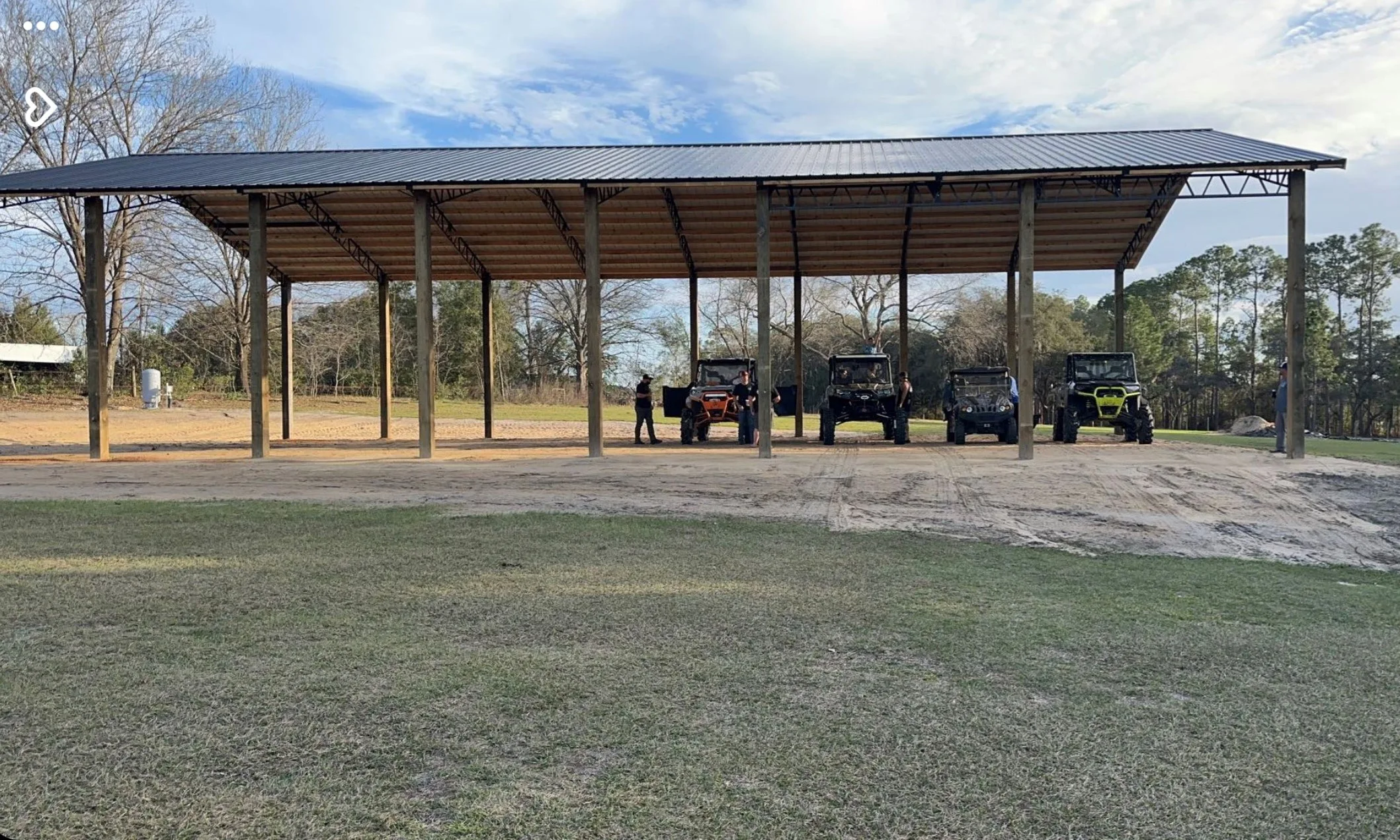 Equipment storage pole barn on a prepared site
